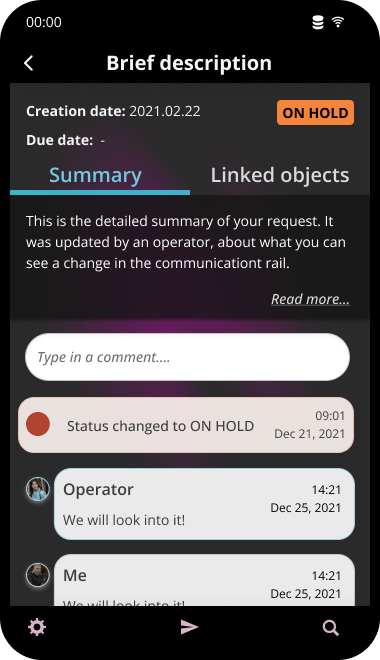 mobile view, dark mode
